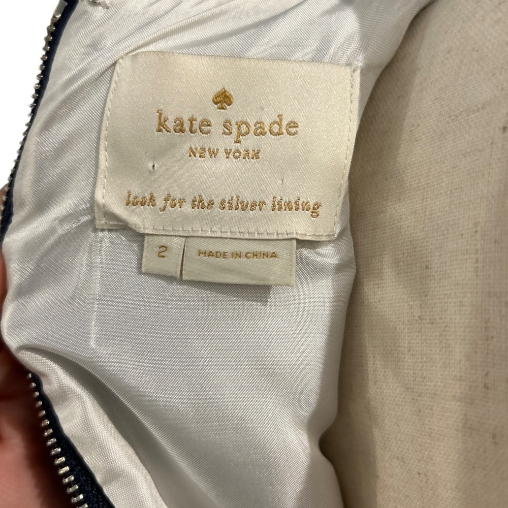 kate spade Navy, Black & White Striped Fit-and-Flare Dress - Picture 3 of 9
